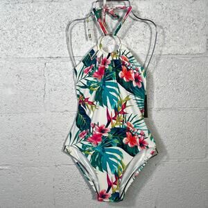 Vince Camuto Women's Logo-Ring Halter One-Piece Swimsuit Multi 6